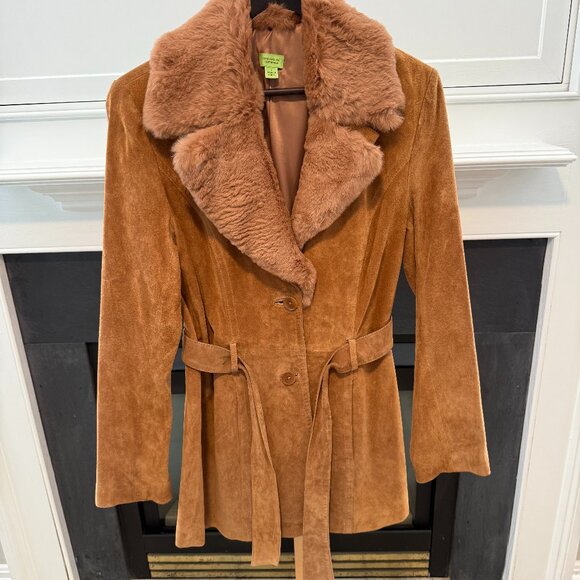 John Carlisle Jackets & Blazers - 🤎 Suede Leather Coat w/ Faux Fur Collar 🤎